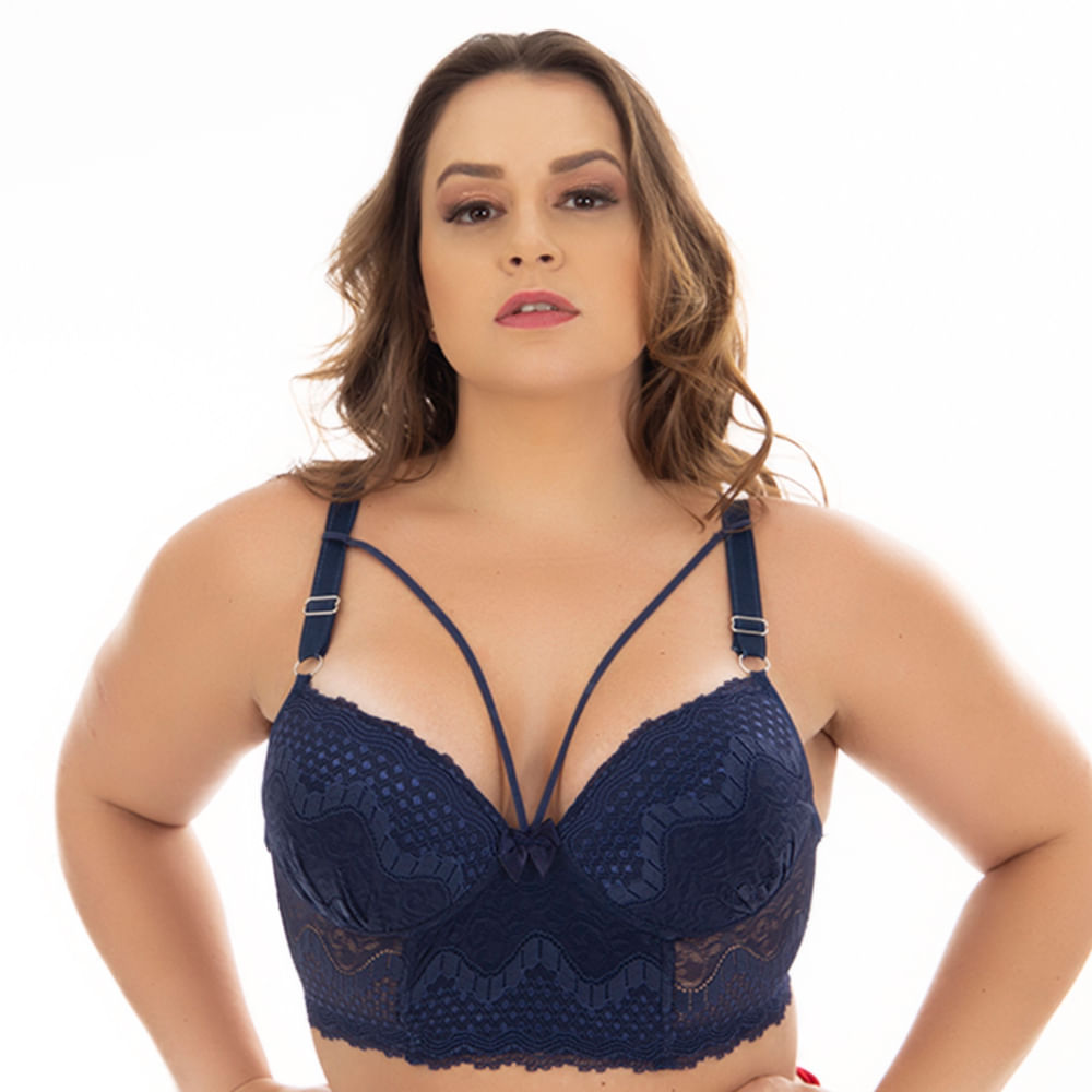 Sutiã Strapp Plus Size em Renda com Bojo e Lacinho Patitex