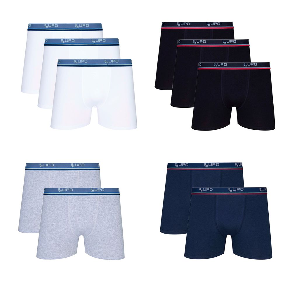 Kit Cueca Boxer Algodão 10 Unidades Lupo