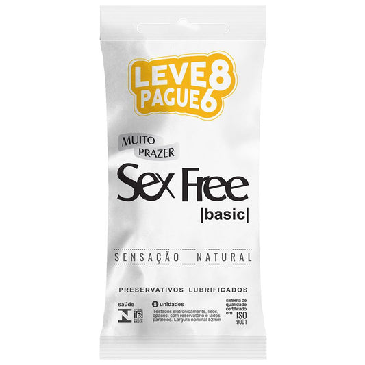 Preservativos Lubrificados Basic Sensação Natural  Leve 8 Pague 6 Sex Free