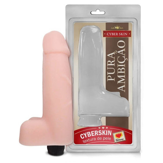 Prótese em Cyber Skin com Vibro e Escroto 18x5 cm Sexy Fantasy