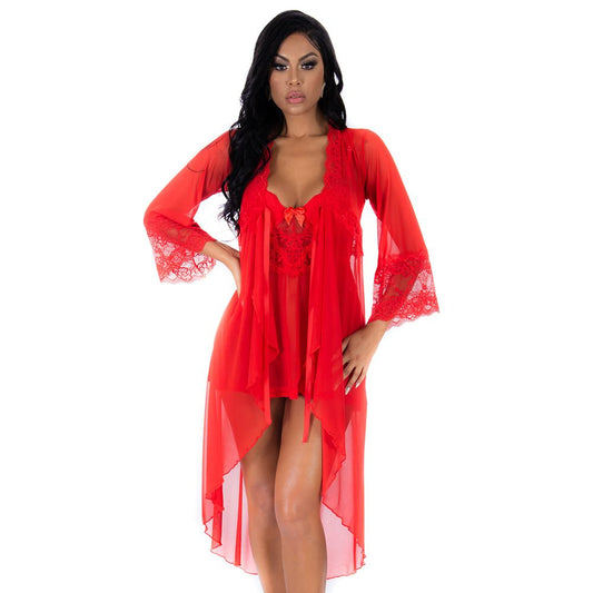 Robe Valentina com Detalhes em Renda e Fita Cetim Pimenta Sexy