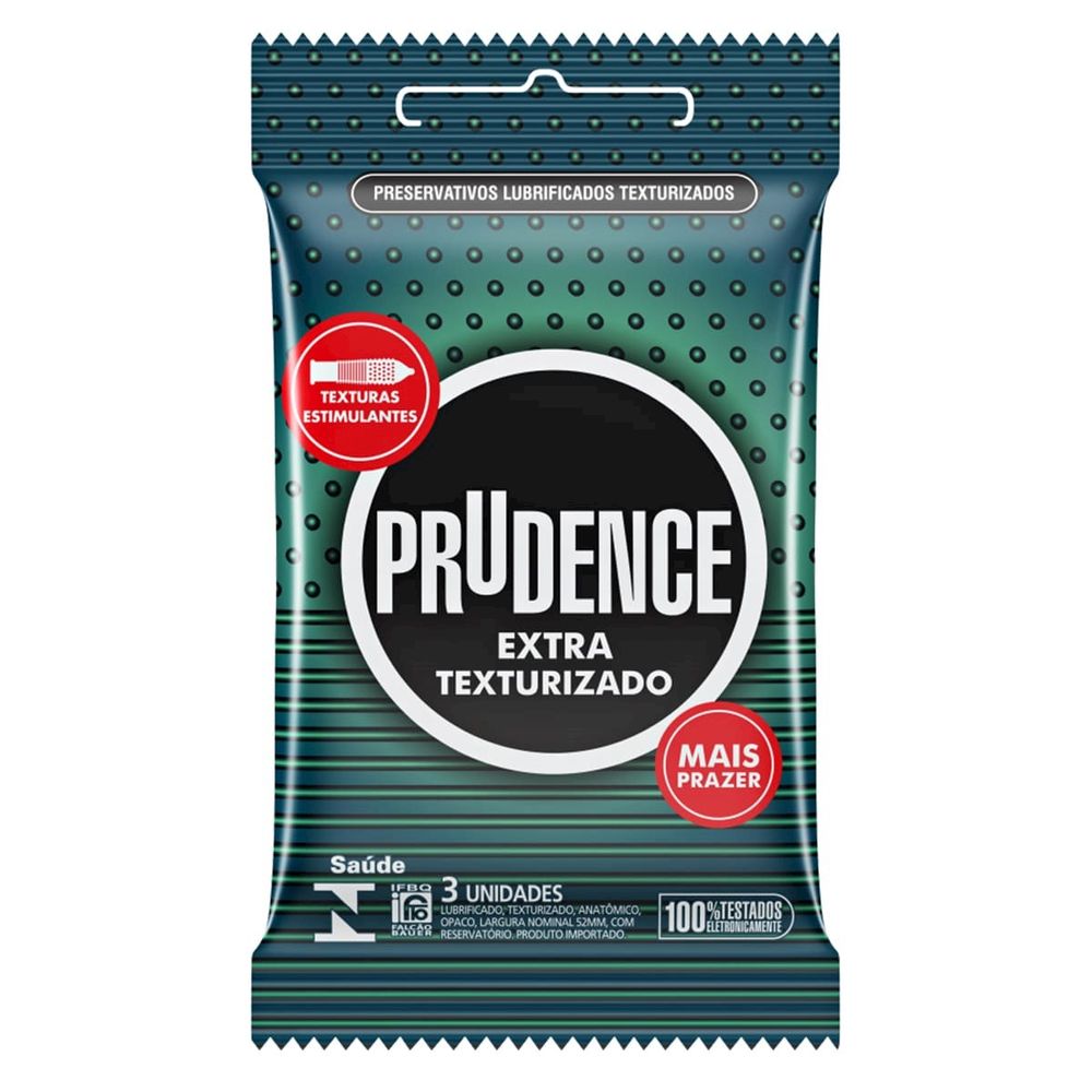 Preservativos Extra Texturizado com 3 unidades Prudence