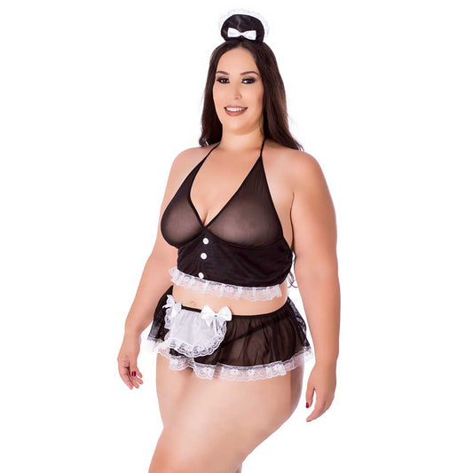 Fantasia Empreguete do Desejo Plus Size Hot Flowers