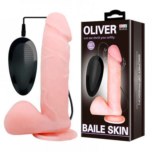 Baile Oliver Pênis Realístico em Cyberskin com Ventosa Escroto Rotação e Vibração Miss Collection