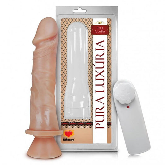 Prótese Pura Luxúria Realístico com Vibro e Ventosa 18 x 4,4cm Sexy Fantasy